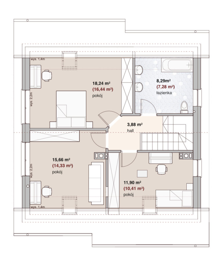 DOM JEDNORODZINNY - RZUT PIĘTRA