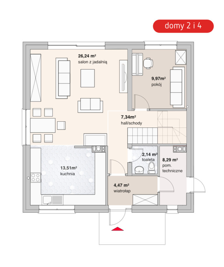 DOM JEDNORODZINNY - RZUT PARTERU